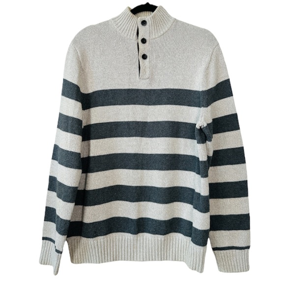 Striped Bottom Knit Pullover Sweater By Chaps Size L - Picture 2 of 11